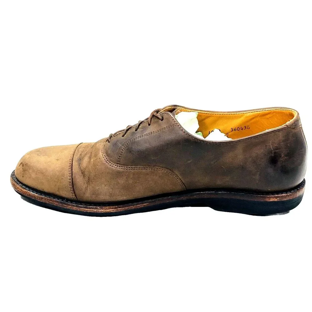 Cole Haan Country Shoes Nubuck Leather Cap Toe 10.5 Distressed Lace Brown